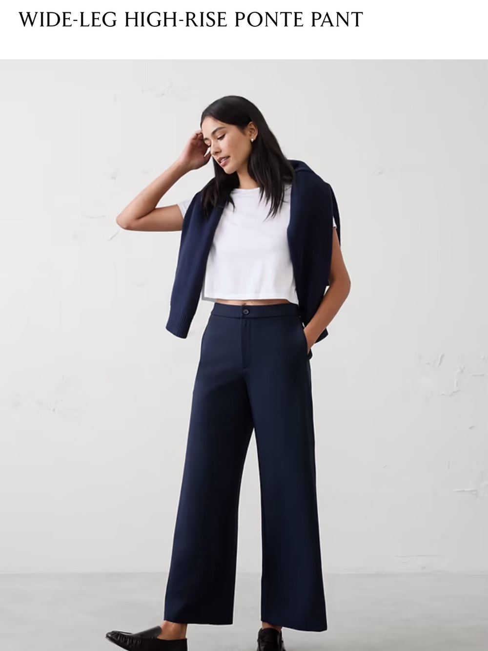 Banana Republic Wide-Leg High-Rise Ponte Pants in Navy NWT